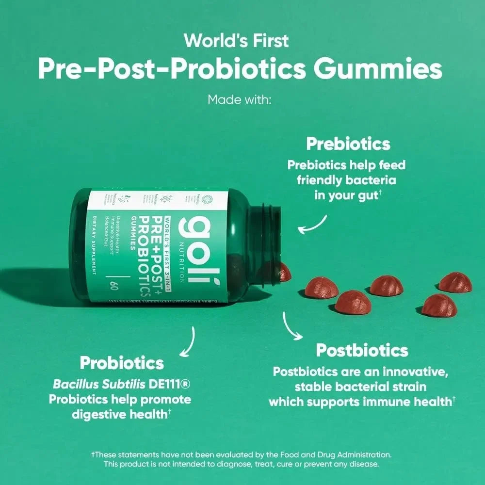 Pre+Post+Probiotics Gummies - Promote Gut Health, Improve Digestive Function, and Enhance Nutrient Absorption