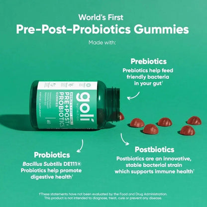 Pre+Post+Probiotics Gummies - Promote Gut Health, Improve Digestive Function, and Enhance Nutrient Absorption